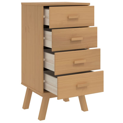 Bedside Cabinet OLDEN Brown Solid Wood Pine