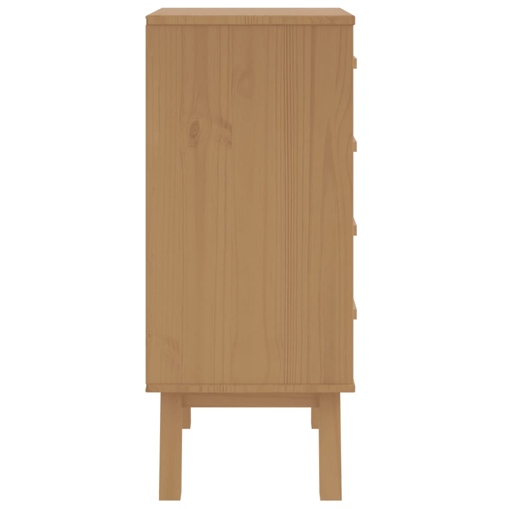 Bedside Cabinet OLDEN White and Brown Solid Wood Pine