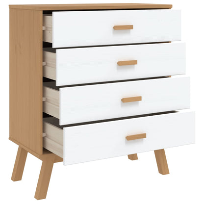 Drawer Cabinet OLDEN White and Brown Solid Wood Pine