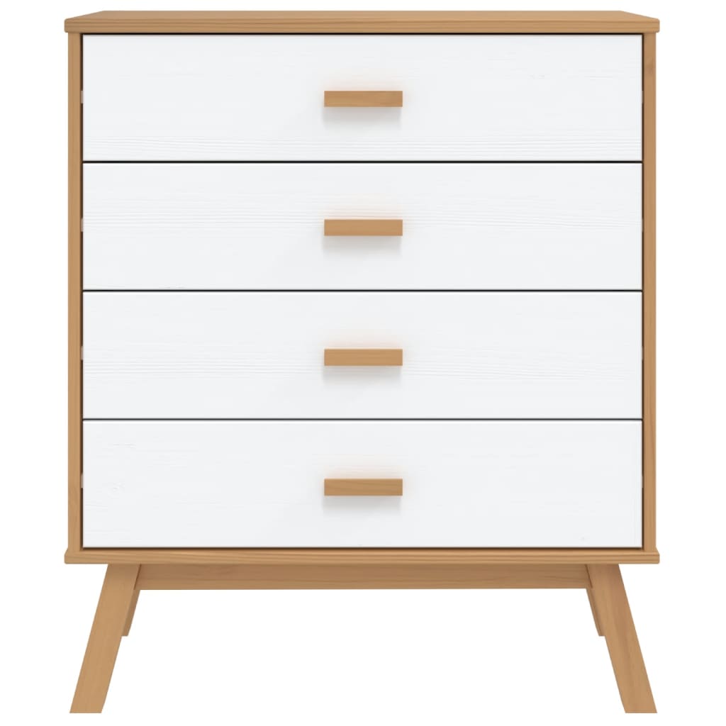 Drawer Cabinet OLDEN White and Brown Solid Wood Pine