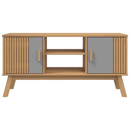 TV Cabinet OLDEN Grey and Brown 114x43x57 cm Solid Wood Pine