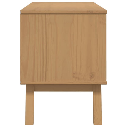TV Cabinet OLDEN Grey and Brown 114x43x57 cm Solid Wood Pine