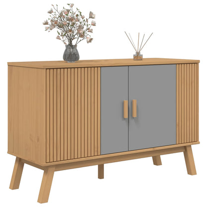 Sideboard OLDEN Grey and Brown 114x43x73.5 cm Solid Wood Pine