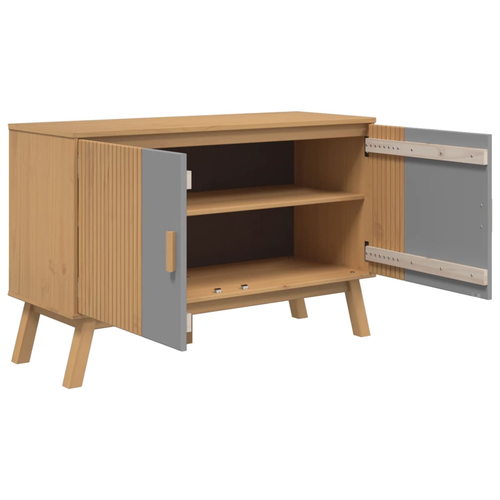 Sideboard OLDEN Grey and Brown 114x43x73.5 cm Solid Wood Pine