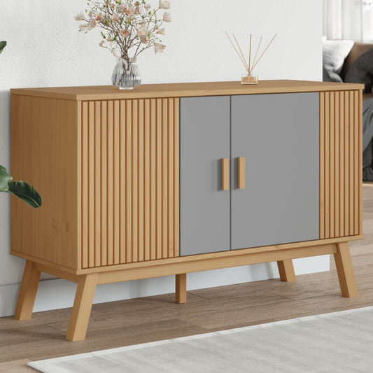 Sideboard OLDEN Grey and Brown 114x43x73.5 cm Solid Wood Pine