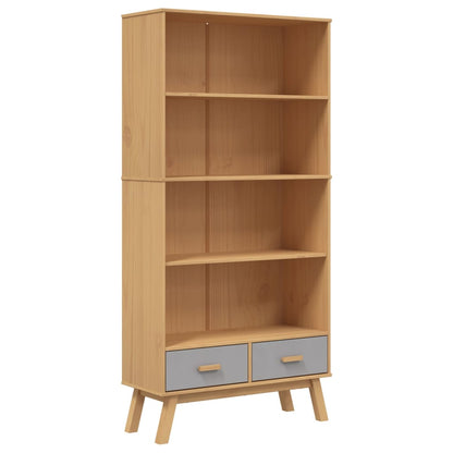 Bookcase 4-Tier OLDEN Grey and Brown Solid Wood Pine