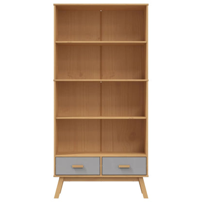 Bookcase 4-Tier OLDEN Grey and Brown Solid Wood Pine