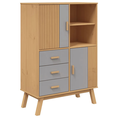 Highboard OLDEN Grey and Brown 85x43x125 cm Solid Wood Pine