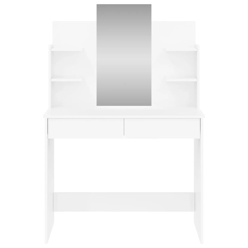 Dressing Table with Mirror High Gloss White 96x39x142 cm