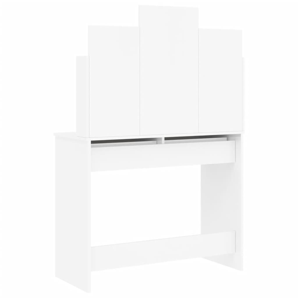 Dressing Table with Mirror High Gloss White 96x39x142 cm