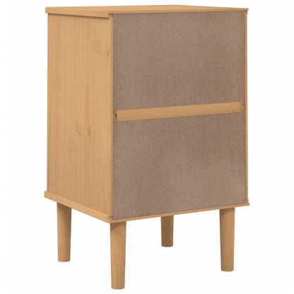 Bedside Cabinet SENJA Rattan Look Brown 40x35x65 cm Solid Wood Pine