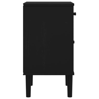 Bedside Cabinet SENJA Rattan Look Black 40x35x65 cm Solid Wood Pine