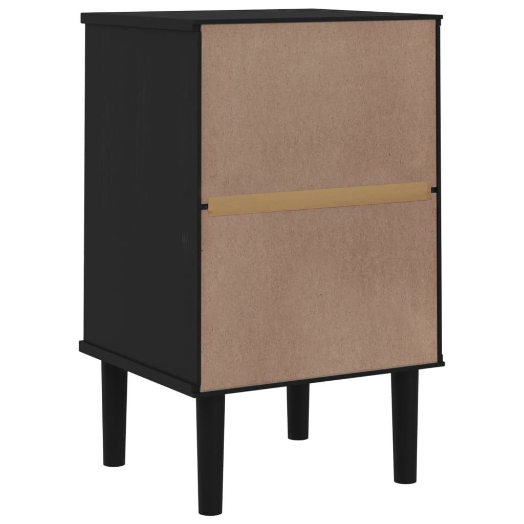 Bedside Cabinet SENJA Rattan Look Black 40x35x65 cm Solid Wood Pine