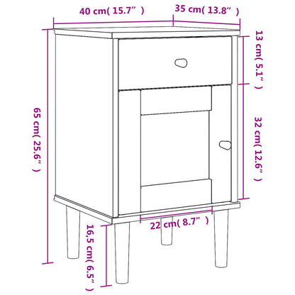 Bedside Cabinet SENJA Rattan Look Black 40x35x65 cm Solid Wood Pine