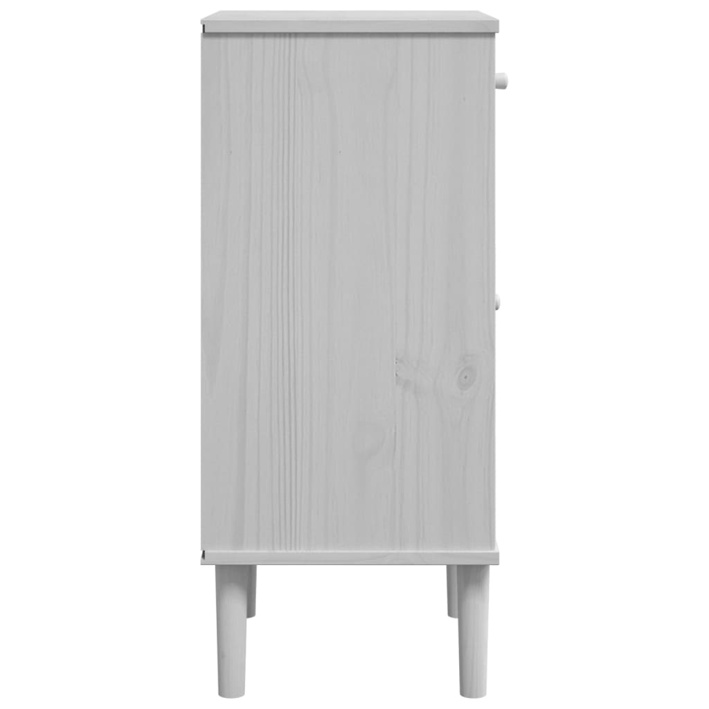 Bedside Cabinet SENJA Rattan Look White 40x35x80 cm Solid Wood Pine