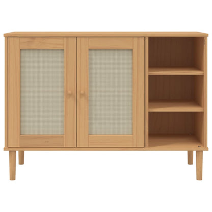 Sideboard SENJA Rattan Look Brown 112x40x80cm Solid Wood Pine