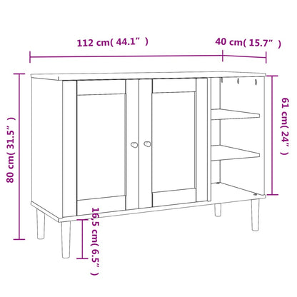 Sideboard SENJA Rattan Look Brown 112x40x80cm Solid Wood Pine