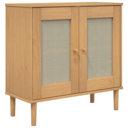 Sideboard SENJA Rattan Look Brown 80x35x80 cm Solid Wood Pine