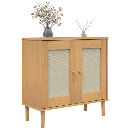 Sideboard SENJA Rattan Look Brown 80x35x80 cm Solid Wood Pine