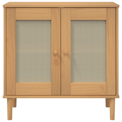 Sideboard SENJA Rattan Look Brown 80x35x80 cm Solid Wood Pine