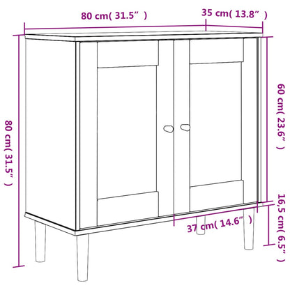 Sideboard SENJA Rattan Look Brown 80x35x80 cm Solid Wood Pine