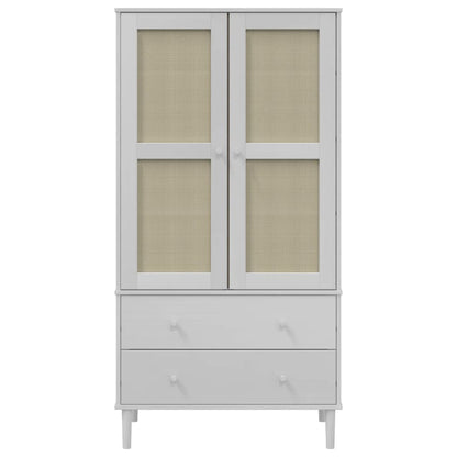 Wardrobe SENJA Rattan Look White 90x55x175 cm Solid Wood Pine