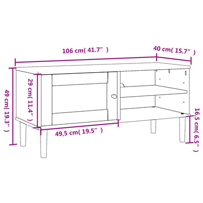 TV Cabinet SENJA Rattan Look Brown 106x40x49cm Solid Wood Pine