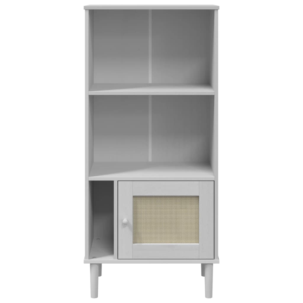 Bookcase SENJA Rattan Look White 60x35x130 cm Solid Wood Pine