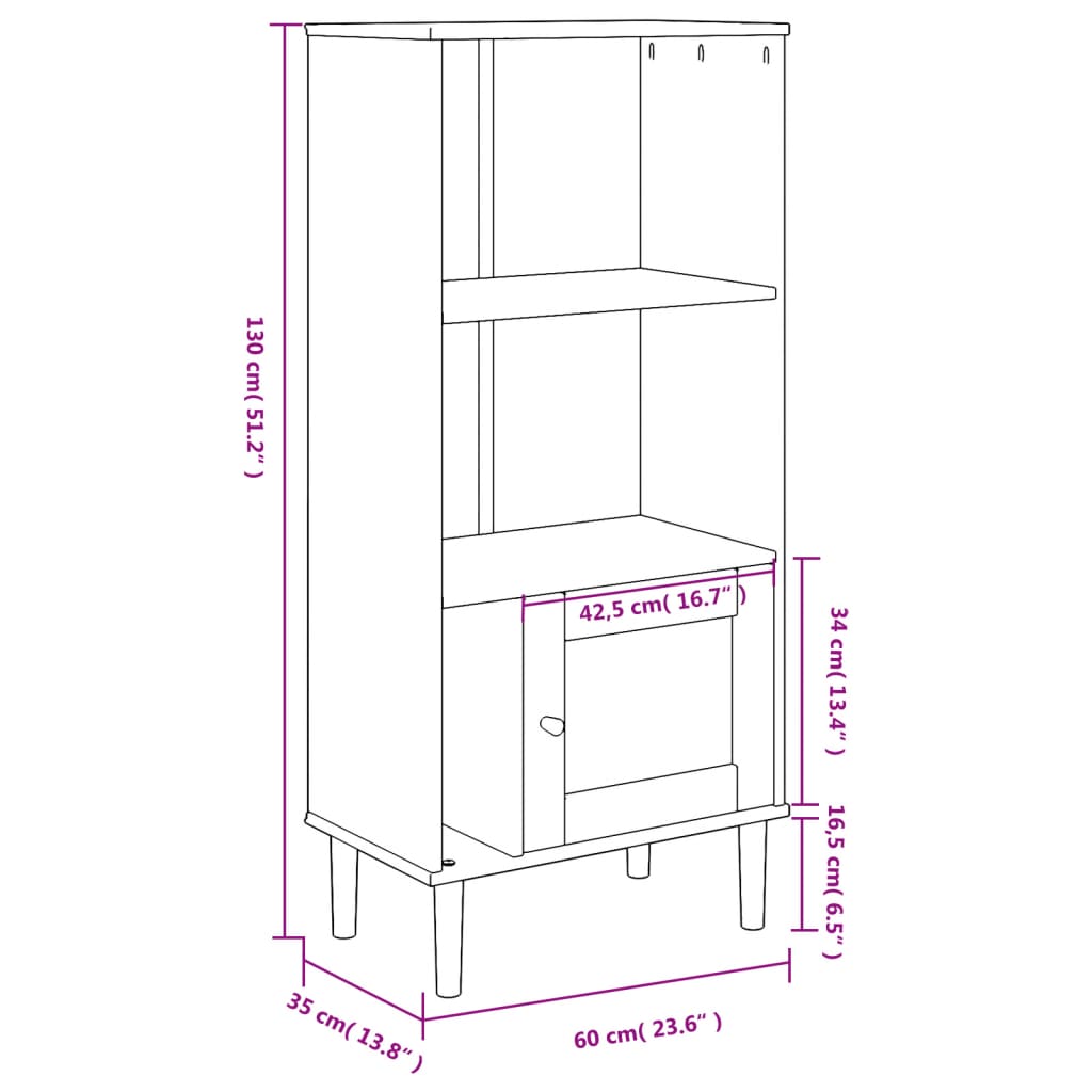 Bookcase SENJA Rattan Look White 60x35x130 cm Solid Wood Pine