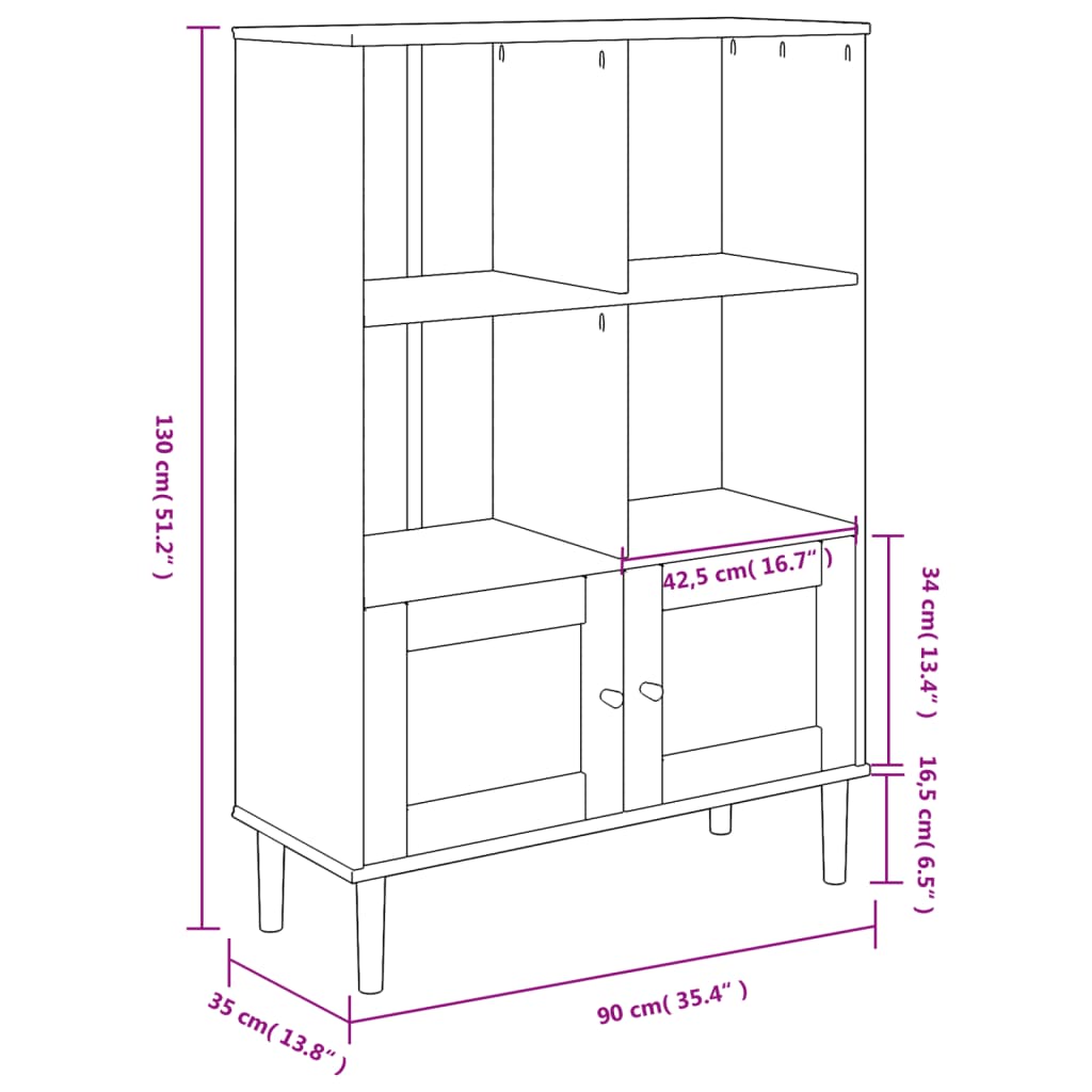 Bookcase SENJA Rattan Look Black 90x35x130 cm Solid Wood Pine