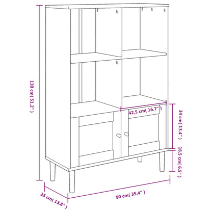 Bookcase SENJA Rattan Look Black 90x35x130 cm Solid Wood Pine