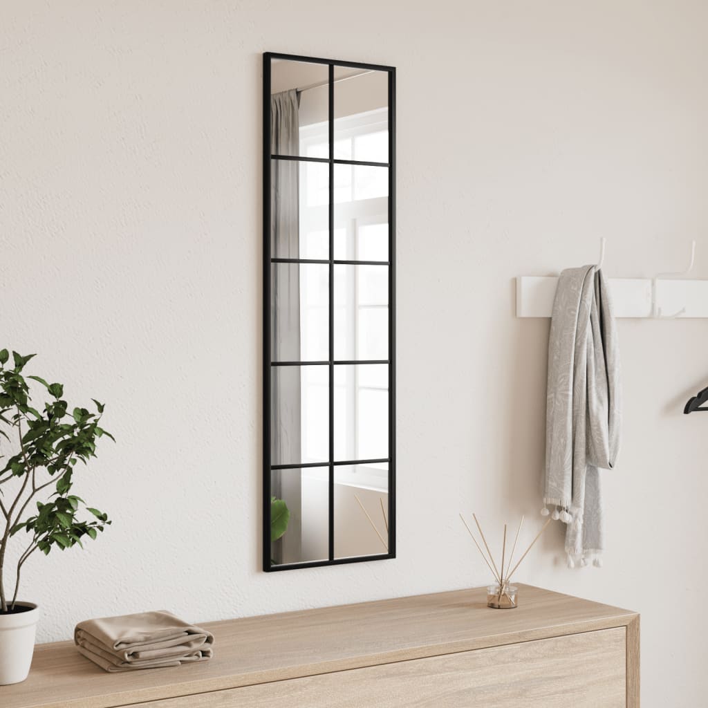 Wall Mirror Black 30x100 cm Rectangle Iron