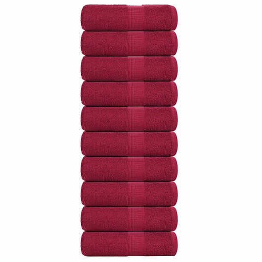 Guest Towels 10 pcs Bordeaux 30x50 cm 360 gsm 100% Cotton