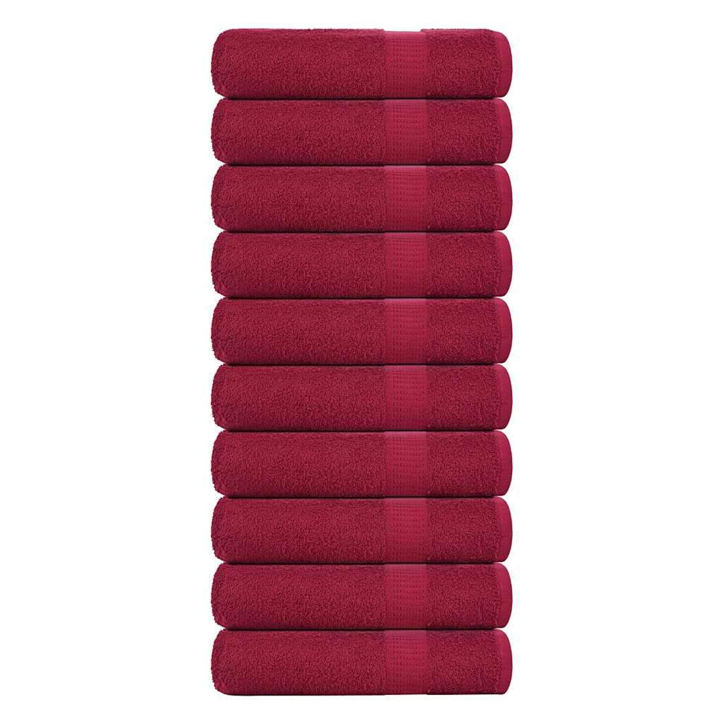 Hand Towels 10 pcs Bordeaux 50x100 cm 360 gsm 100% Cotton