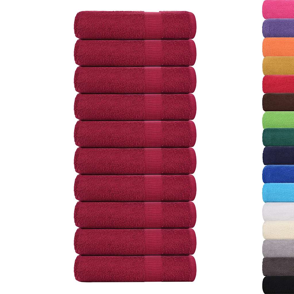 Hand Towels 10 pcs Bordeaux 50x100 cm 360 gsm 100% Cotton