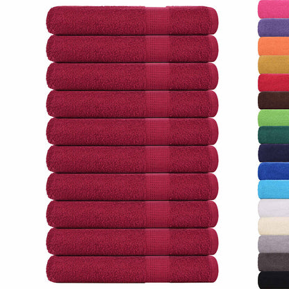 Towels 10 pcs Bordeaux 100x200 cm 360 gsm 100% Cotton