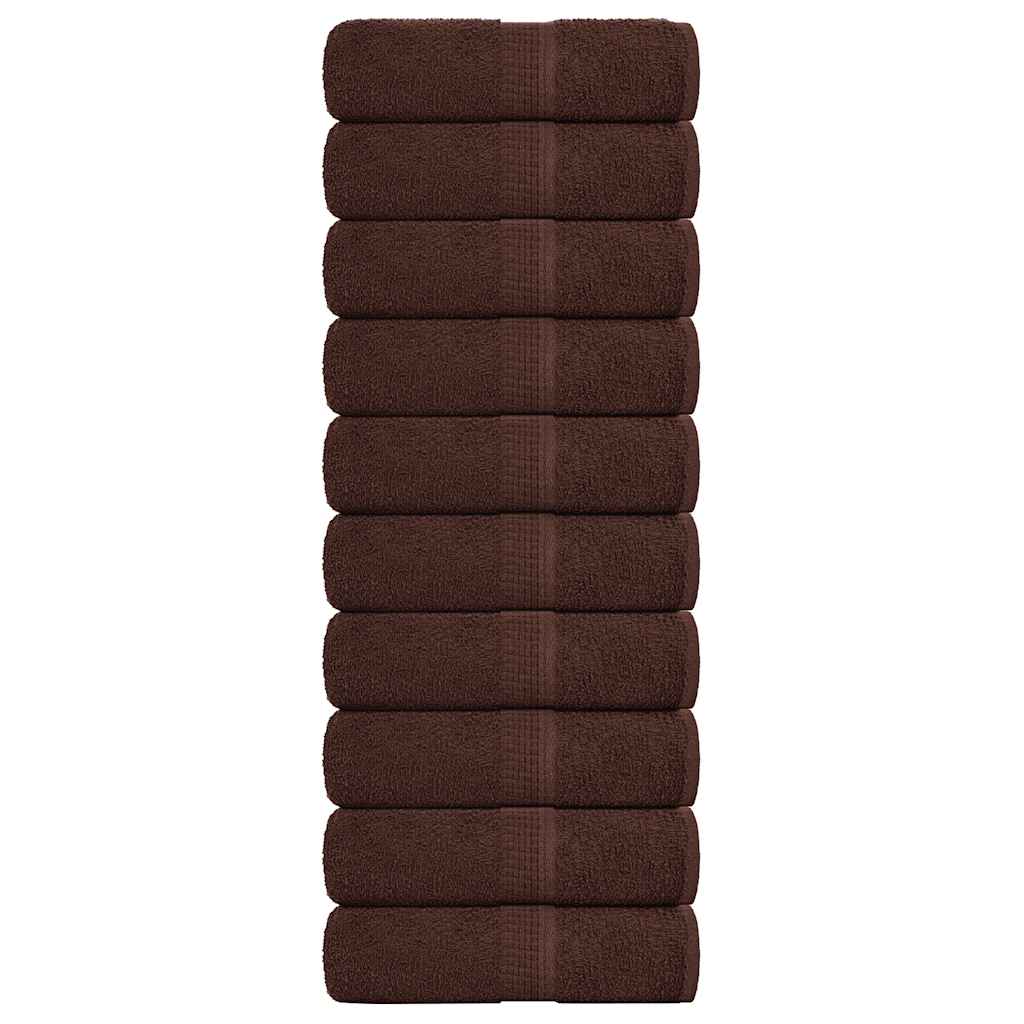 Guest Towels 10 pcs Brown 30x50 cm 360 gsm 100% Cotton