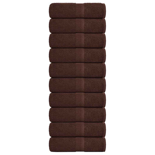 Guest Towels 10 pcs Brown 30x50 cm 360 gsm 100% Cotton