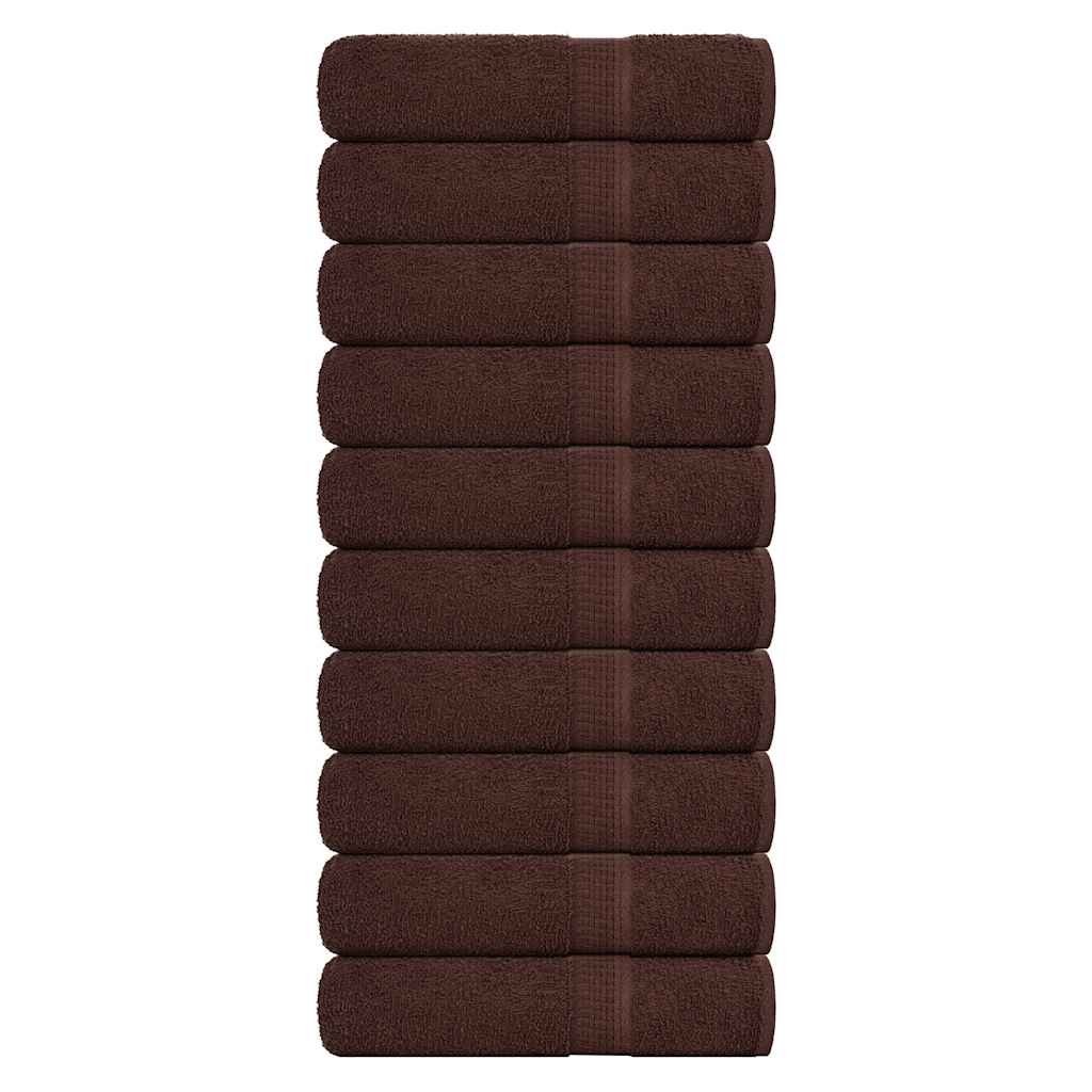 Hand Towels 10 pcs Brown 50x100 cm 360 gsm 100% Cotton