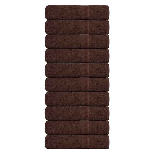 Hand Towels 10 pcs Brown 50x100 cm 360 gsm 100% Cotton