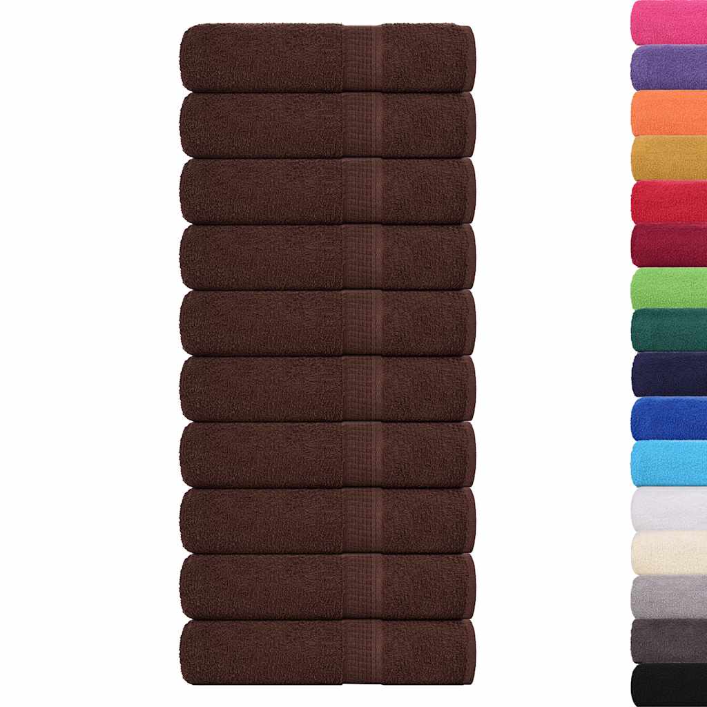 Hand Towels 10 pcs Brown 50x100 cm 360 gsm 100% Cotton