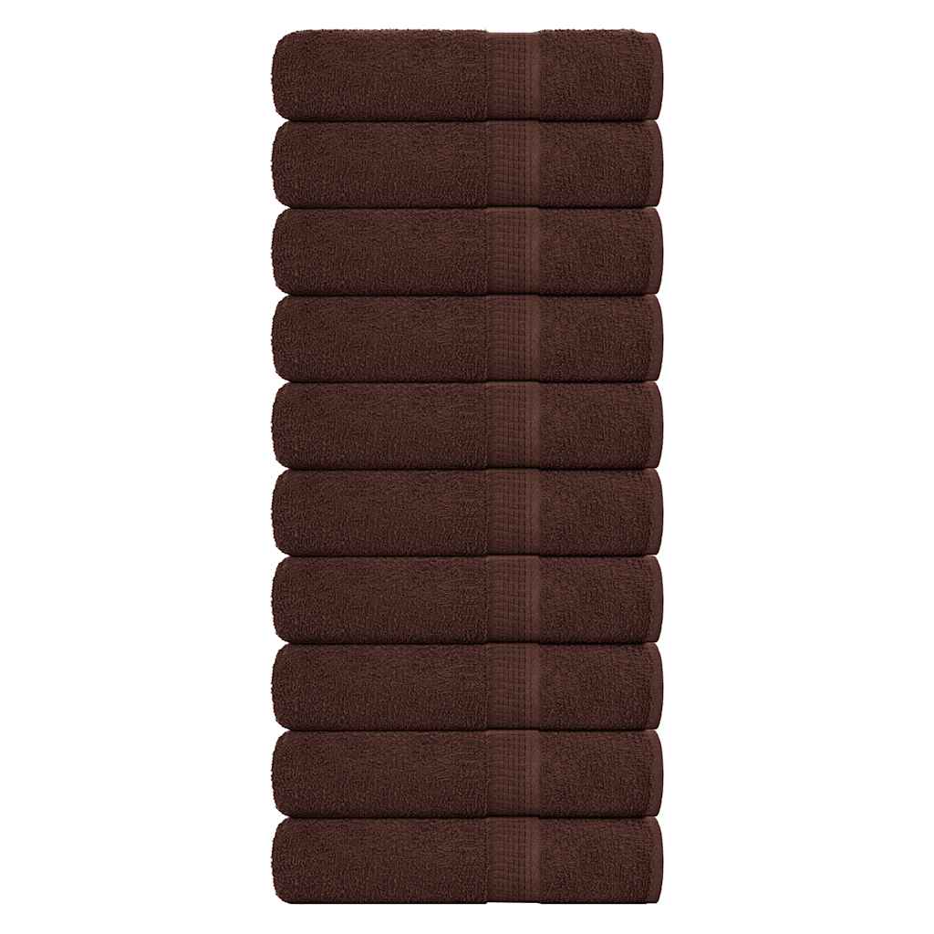 Bath Towels 10 pcs Brown 100x150 cm 360 gsm 100% Cotton