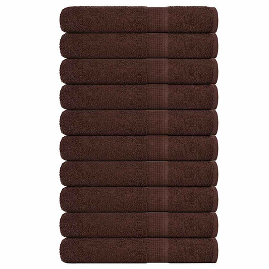 Towels 10 pcs Brown 100x200 cm 360 gsm 100% Cotton