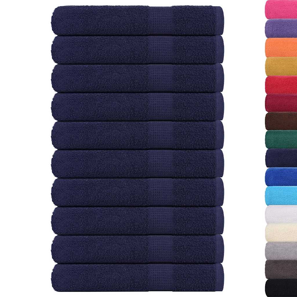 Towels 10 pcs Navy Blue 100x200 cm 360 gsm 100% Cotton