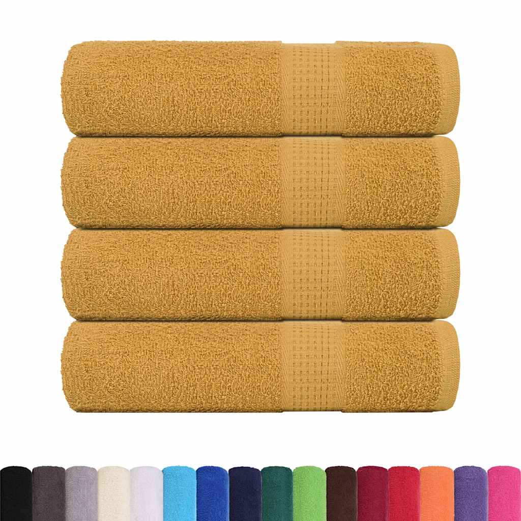 Hand Towels 4 pcs Gold 50x100 cm 360 gsm 100% Cotton