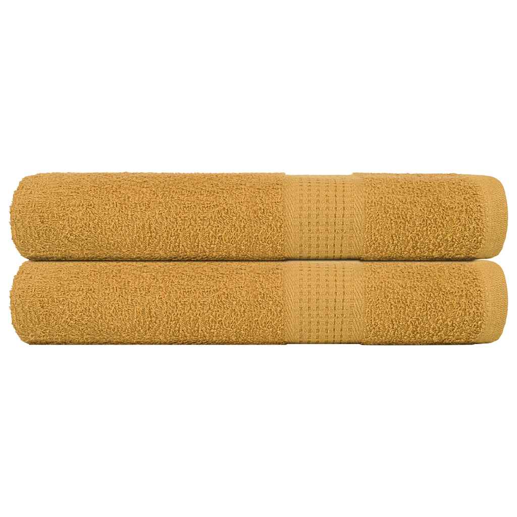 Towels 2 pcs Gold 100x200 cm 360 gsm 100% Cotton