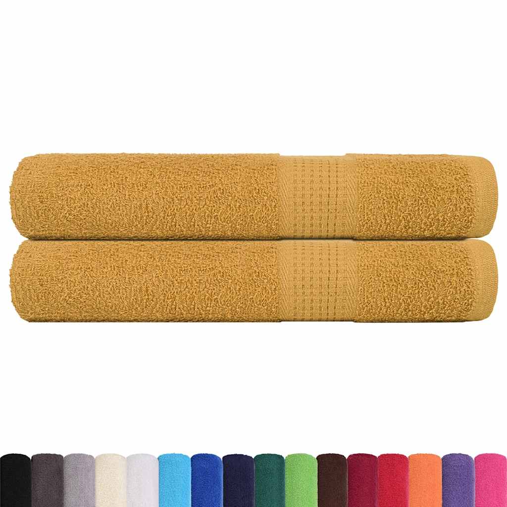 Towels 2 pcs Gold 100x200 cm 360 gsm 100% Cotton