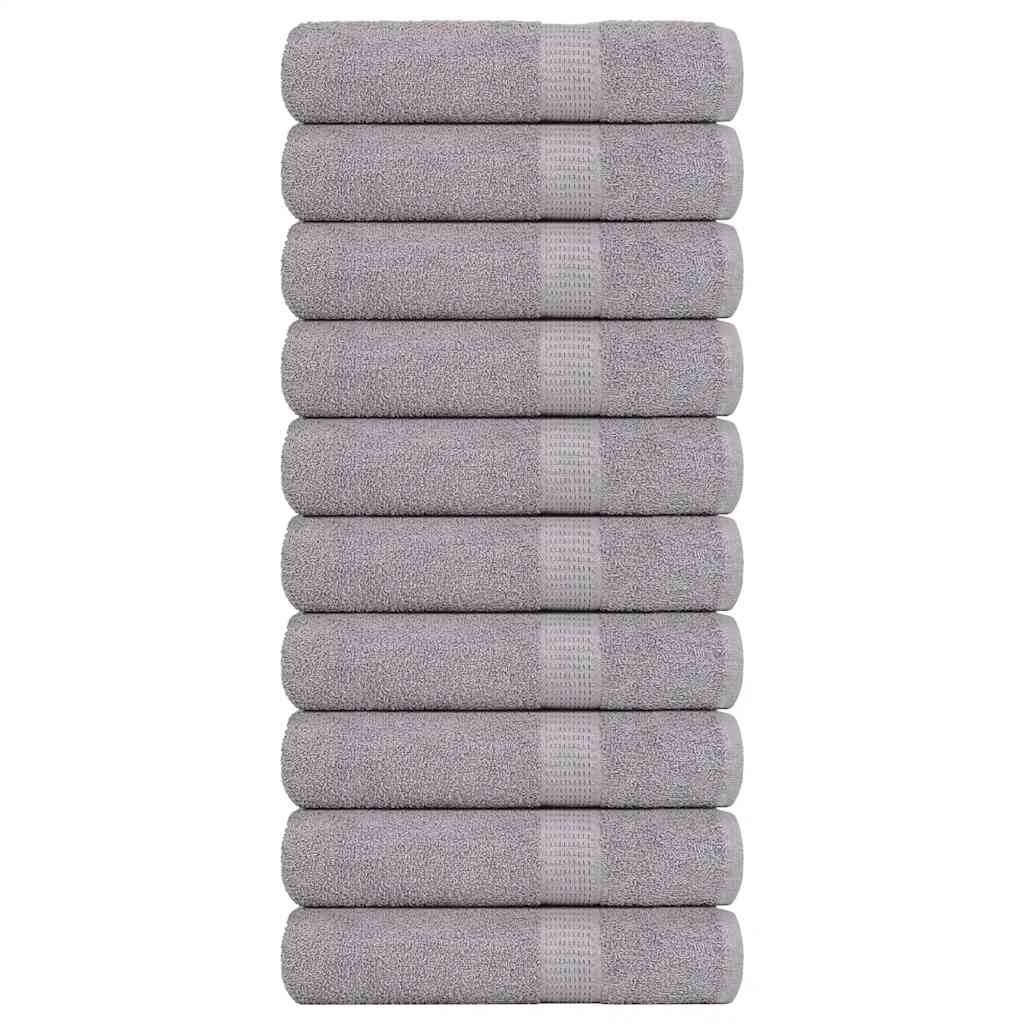 Hand Towels 10 pcs Grey 50x100 cm 360 gsm 100% Cotton