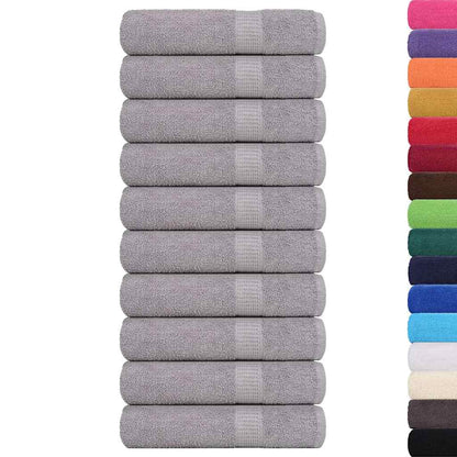 Hand Towels 10 pcs Grey 50x100 cm 360 gsm 100% Cotton