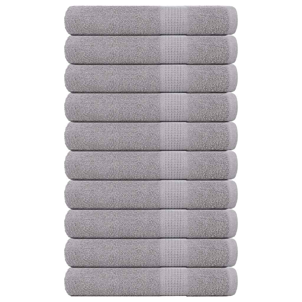 Towels 10 pcs Grey 100x200 cm 360 gsm 100% Cotton